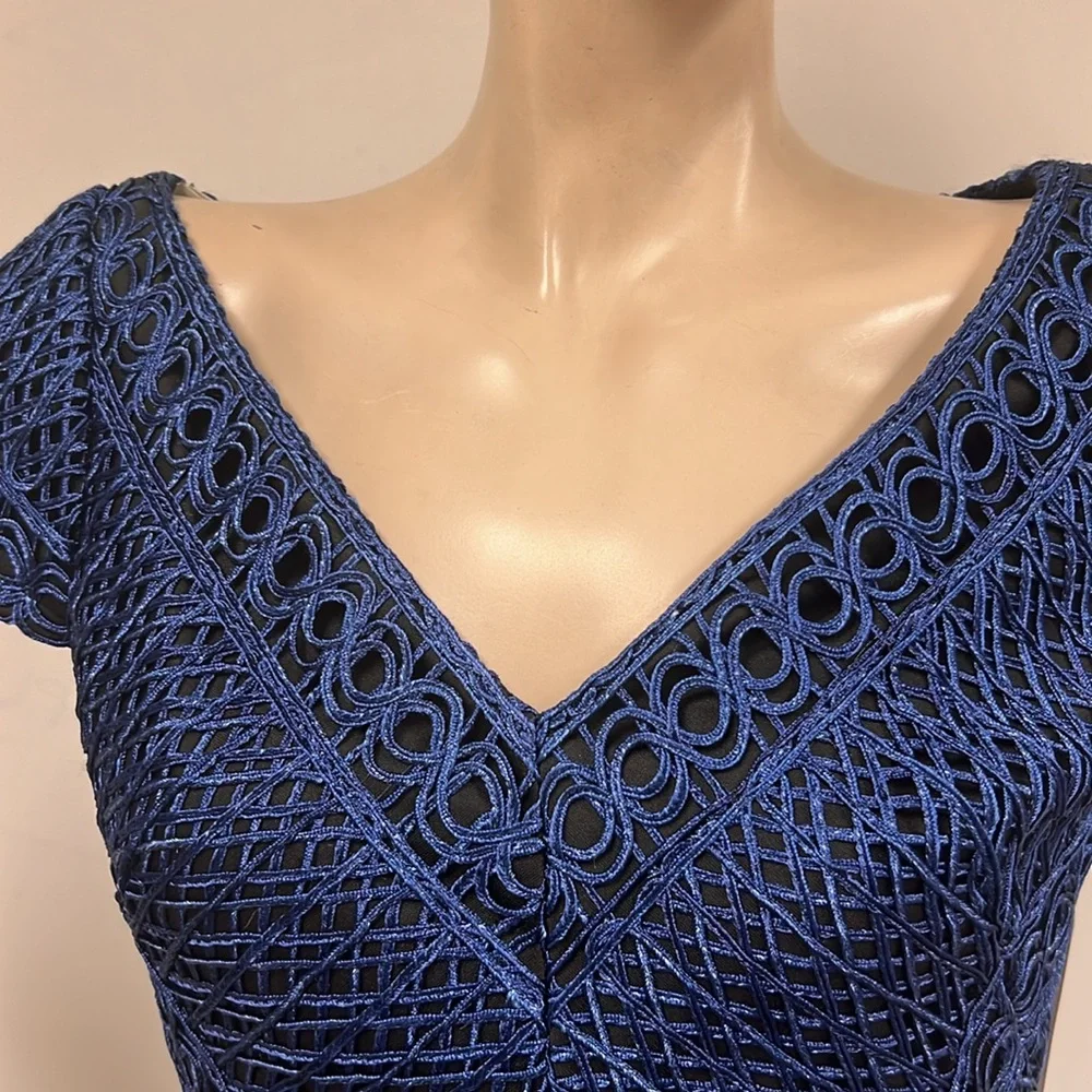 JS collections basketweave with Chevron stripes cap sleeves cocktail dress - Picture 12 of 12